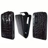 Калъф Flip Крокодилска / черен / за LG P920