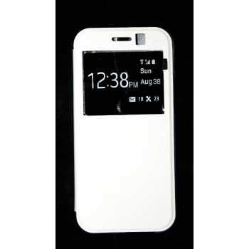 Калъф тефтер Protective Shell Бял за HTC ONE M8 / отвор инфо /