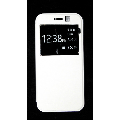 Калъф тефтер Protective Shell Бял за HTC ONE M8 / отвор инфо /