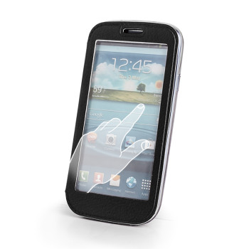 Калъф тефтер с прозорец за LG L70 / D320 / черен /