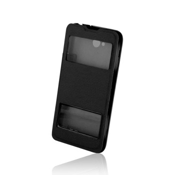 Калъф тефтер /черен/ за LG L70 / D320 " Капак батерия - отвор информация "
