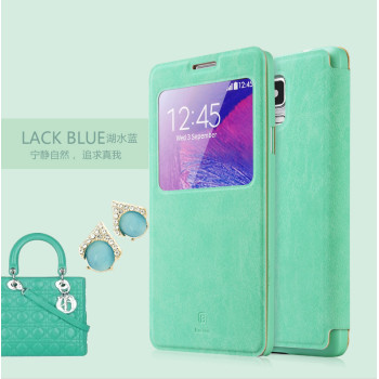Калъф BASEUS Terse Leather за Samsung Note 4 / Зелен / Калъф BASEUS Terse Leather за Samsung Note 4 / Зелен /