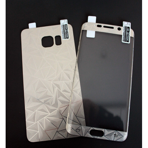3D 2в1 TPU Извит  / противоударен / скрийн протектор /сребърен/ за Samsung G928 S6 Edge Plus