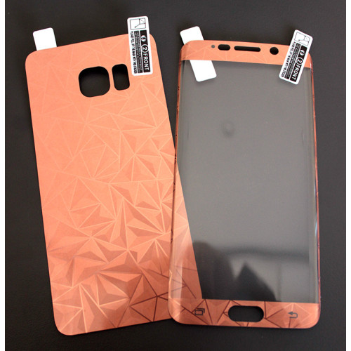 3D 2в1 TPU Извит  / противоударен / скрийн протектор /розово злато/ за Samsung G928 S6 Edge Plus