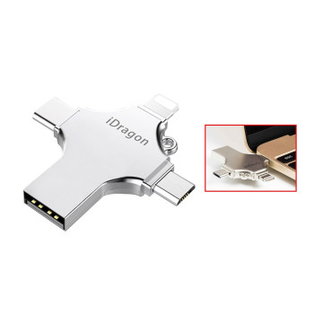 USB Флаш Памет iDragon  / USB,Type-C,Micro USB, Lightning / 16GB