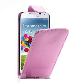 Kалъф кожен " Flip case " за Samsung i9500 Galaxy S 4 / Розов /