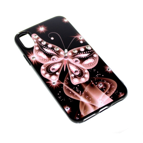 Калъф силикон Пеперуда / Розов / за iPhone XS MAX 6.5