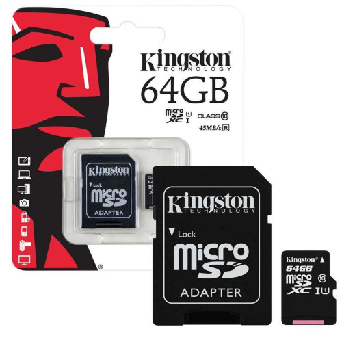 Kingston Memory MicroSD Card 64GB c адаптер UHS-I  /CLASS 10/