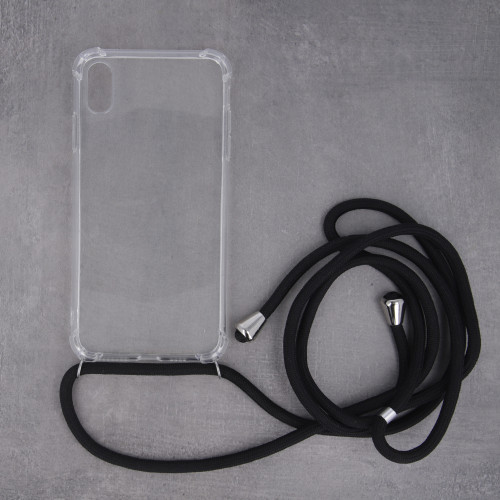Калъф прозрачен PVC Anti-Fall / Черна връзка / за Xiaomi Redmi 9A / 9AT