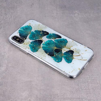 Калъф  Силикон /Златен Прах-Листа/ за iPhone X / XS 5.8