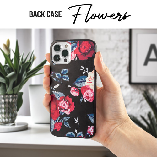 Калъф силикон Flowers Черен за Huawei P40 Lite