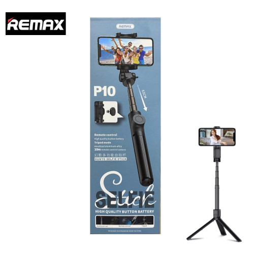 Remax P10 Селфи стик Bluetooth / Tripod / Черен /