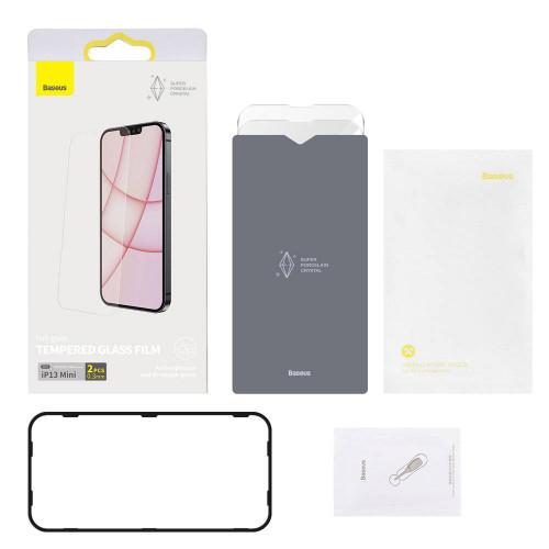 Baseus SGBL020002 (2бр.) Стъклен screen protector 0.3 / Full-Curved/ за iPhone 13 Mini 5.4