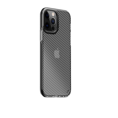 Калъф PVC Карбон с усилена рамка /Черен прозрачен за iPhone 13 Pro Max / 6.7