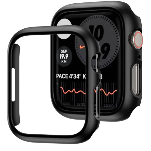Гумиран PVC калъф за Apple Watch 44mm /Черен/