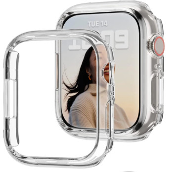 Гумиран PVC калъф за Apple Watch 44mm /Прозрачен/