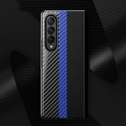 Калъф тефтер PVC / Черен - Синя Лента / за Samsung /SM-F916B/ Galaxy Z FOLD 2 5G