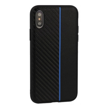 Калъф TPU Carbon / Черен - Синя лента / за Xiaomi Redmi Note 10 5G