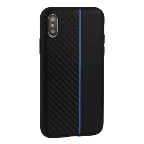Калъф TPU Carbon / Черен - Синя лента / за Xiaomi Redmi Note 10 5G