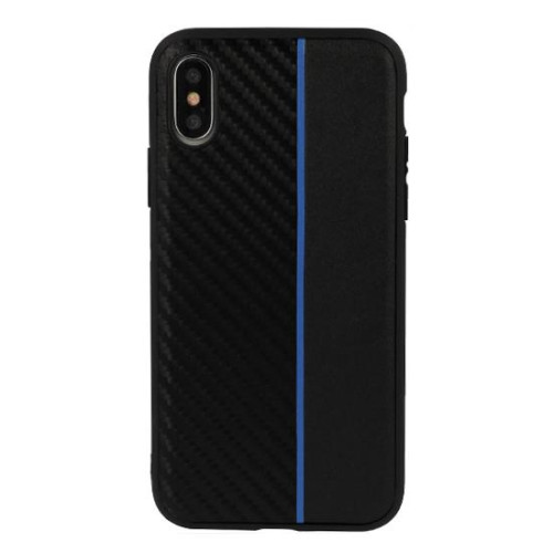 Калъф TPU Carbon / Черен - Синя лента / за Xiaomi Redmi 9