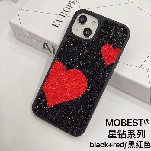 Калъф силикон Mobest Hearts /Черно-червен/ за iPhone 14 Pro 6.1