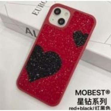 Калъф силикон Mobest Hearts /Червено-черен/ за iPhone 14 Pro  6.1