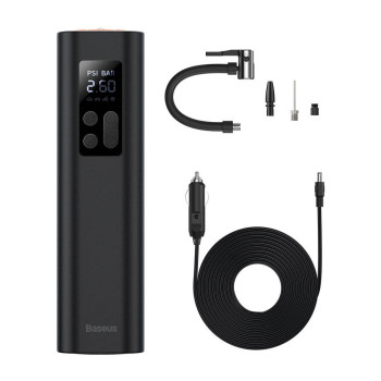 Автоматичен въздушен компресор Baseus Super Mini Inflator Tyre Pump /CRCQ000001/, 12V/120W / LED дисплей / Черен / Автоматичен въздушен компресор Baseus Super Mini Inflator Tyre Pump /CRCQ000001/, 12V/120W / LED дисплей / Черен /