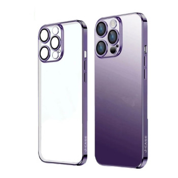 Калъф силикон J-Case Classic Прозрачен Камера Protect /Лилава-рамка/ за Samsung S23 (S911B)