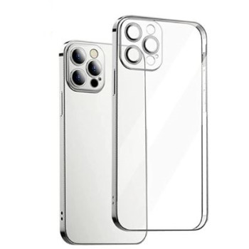 Калъф силикон J-Case Classic Прозрачен Камера Protect /Сребриста-рамка/ за iPhone 13 Pro 6.1