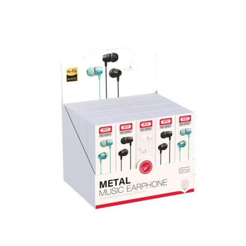 BOX 20 pcs. Handsfree AUX 3.5mm - XO - EP51 /Бял/Черен/Зелен/Розов MIX