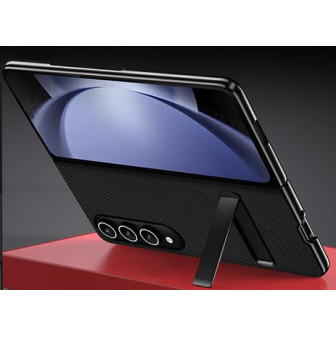 Калъф PVC като кожа със стойка / Черен / за Samsung Galaxy Z Fold 3 Калъф PVC като кожа със стойка / Черен / за Samsung Galaxy Z Fold 3
