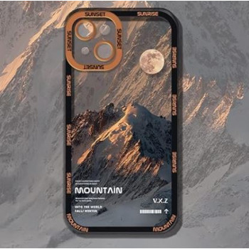 Калъф силикон Mountain / Червен - прозрачен / за iPhone 7G / 8G / SE (2020)