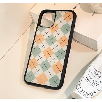 Калъф силикон Checkers / Зелен - Кафяв / за iPhone 13 Pro Max 6.7