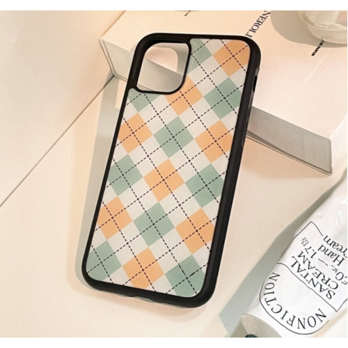 Калъф силикон Checkers / Зелен - Кафяв / за iPhone 13 Pro Max 6.7