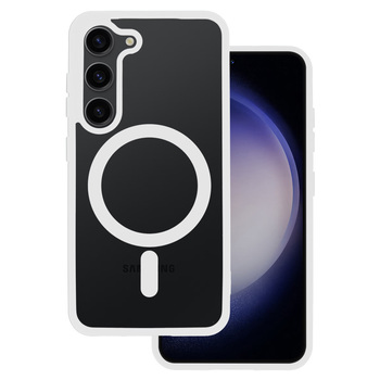 Калъф Акрилен Силикон Рамка MagSafe / Бяла рамка / за Samsung Galaxy S23 (S911B)