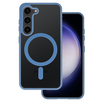 Калъф Акрилен Силикон Рамка MagSafe / Синя рамка / за Samsung Galaxy S23 Ultra (S918B)