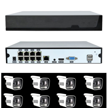 Комплект POE KIT TS-9008 / 8 Камери с DVR,5MPX, Lux with IR