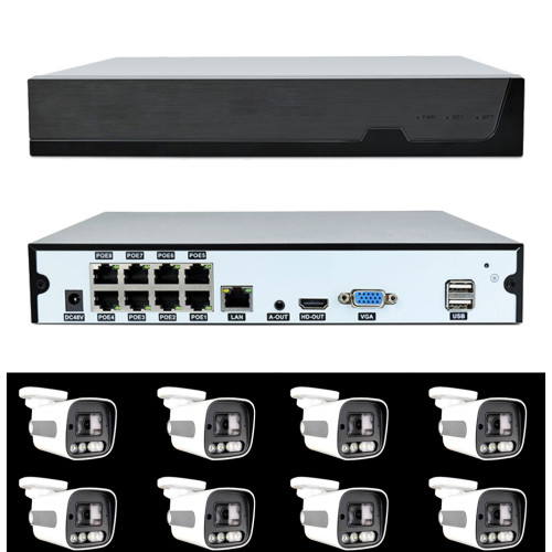 Комплект POE KIT TS-9008 / 8 Камери с DVR,5MPX, Lux with IR