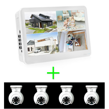 Комплект POE KIT TS-3004 / 4 Камери PTZ,8MPX, Lux with IR + LCD Монито