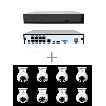 Комплект POE KIT TS-3008 / 8 Камери PTZ,DVR, 8MPX, Lux with IR
