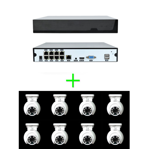 Комплект POE KIT TS-3008 / 8 Камери PTZ,DVR, 8MPX, Lux with IR