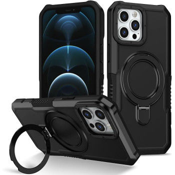 Калъф Armor със стойка / Черен / за iPhone 15 Pro Max 6.7