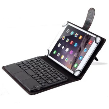 Калъф тефтер с подвижна Bluetooth клавиатура за таблет 8''-8.9''/съвместим с iOs, Android, Windows / Черен /