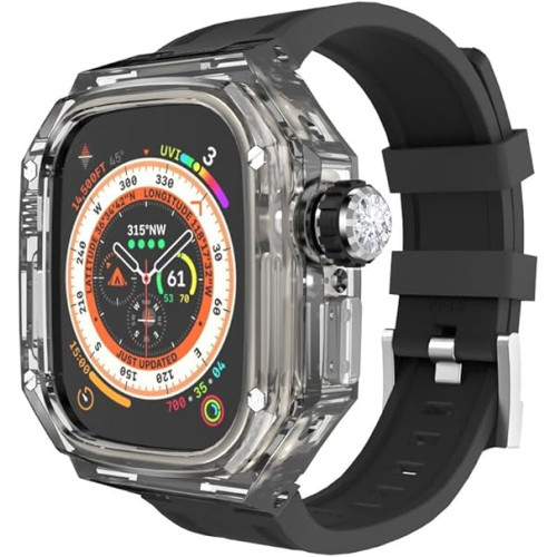 Спортен комплект / PVC калъф /черен/+ каишка/черна/ за Apple Watch 49mm