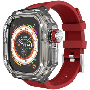 Спортен комплект / PVC калъф /черен/+ каишка/червена/ за Apple Watch 49mm