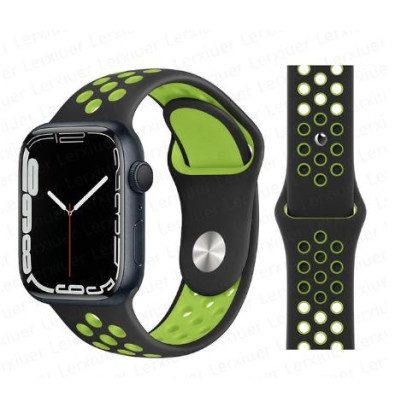 Силиконова спортна каишка за за Smart Watch 22m / Huawei GT, Samsung Gear и др. /Черен/Зелен/