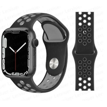 Силиконова спортна каишка за за Smart Watch 22m / Huawei GT, Samsung Gear и др. /Черен/Сив/