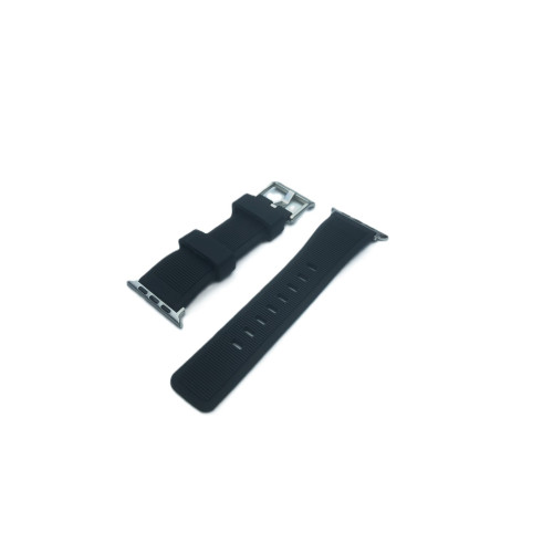 Силиконова каишка метална закопчалка за Apple Watch 42-44-45-49mm /Черен/
