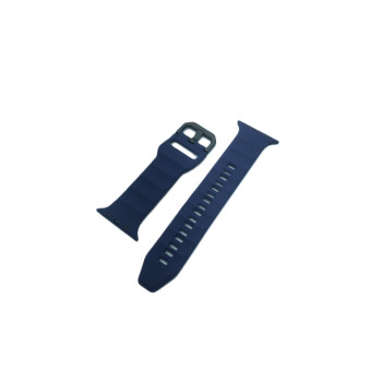 Силиконова спортна каишка с метална закопчалка за Apple Watch 42-44-45-49mm /Тъмносин/