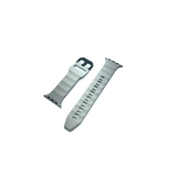 Силиконова спортна каишка с метална закопчалка за Apple Watch 42-44-45-49mm /Бежов/
